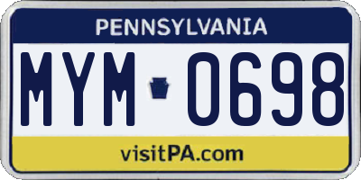 PA license plate MYM0698