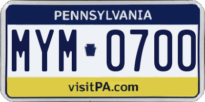 PA license plate MYM0700