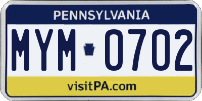 PA license plate MYM0702