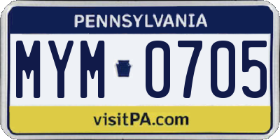 PA license plate MYM0705
