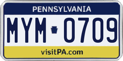 PA license plate MYM0709