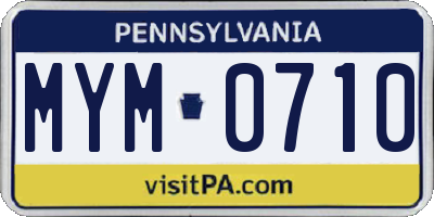 PA license plate MYM0710