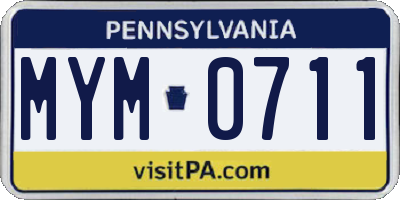 PA license plate MYM0711