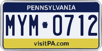 PA license plate MYM0712