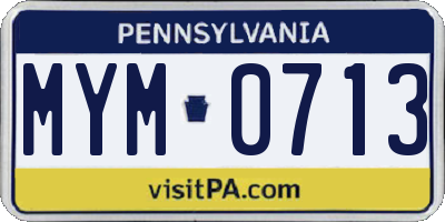PA license plate MYM0713