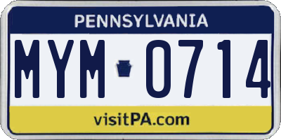 PA license plate MYM0714