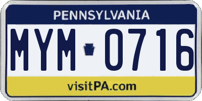 PA license plate MYM0716