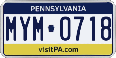 PA license plate MYM0718