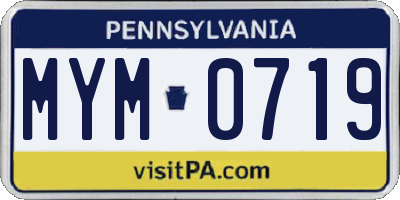 PA license plate MYM0719