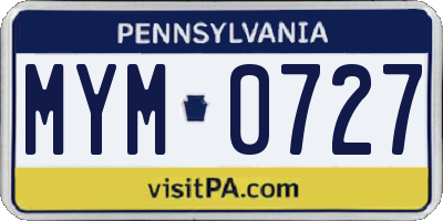 PA license plate MYM0727