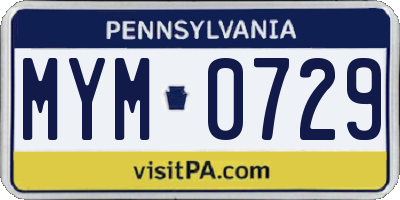 PA license plate MYM0729