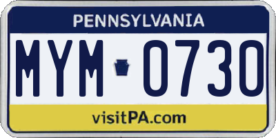 PA license plate MYM0730