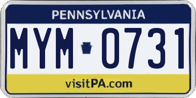 PA license plate MYM0731