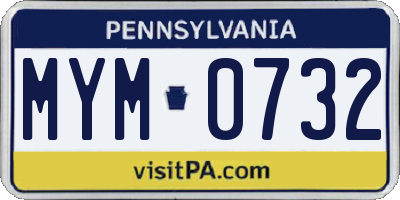 PA license plate MYM0732