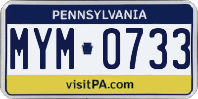 PA license plate MYM0733
