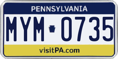 PA license plate MYM0735