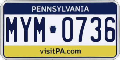 PA license plate MYM0736