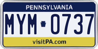 PA license plate MYM0737