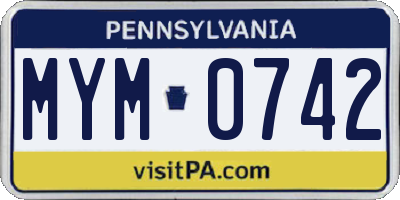 PA license plate MYM0742