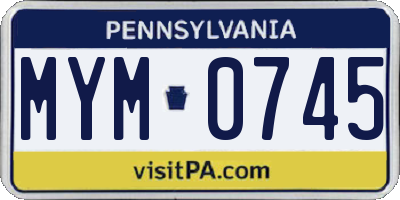 PA license plate MYM0745