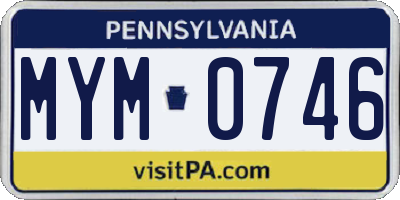 PA license plate MYM0746