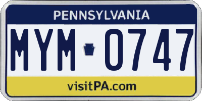 PA license plate MYM0747