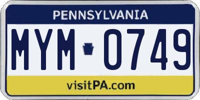 PA license plate MYM0749