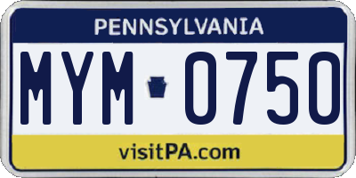 PA license plate MYM0750