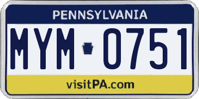 PA license plate MYM0751