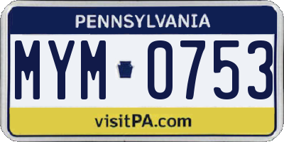 PA license plate MYM0753