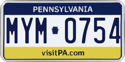 PA license plate MYM0754