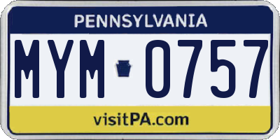 PA license plate MYM0757