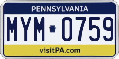 PA license plate MYM0759