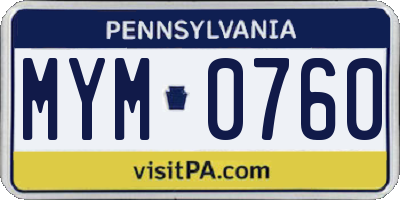 PA license plate MYM0760