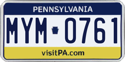 PA license plate MYM0761