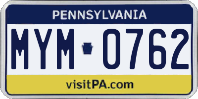 PA license plate MYM0762