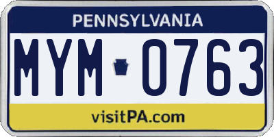 PA license plate MYM0763