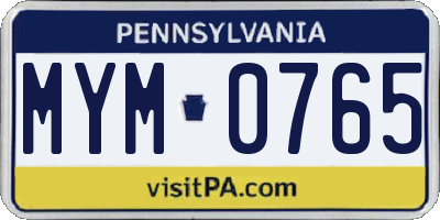 PA license plate MYM0765