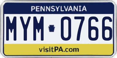 PA license plate MYM0766