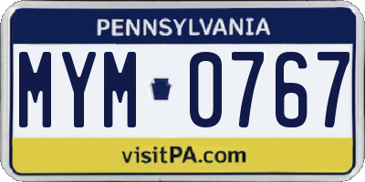 PA license plate MYM0767