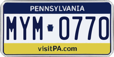 PA license plate MYM0770