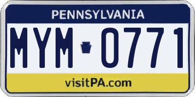 PA license plate MYM0771