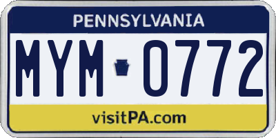 PA license plate MYM0772
