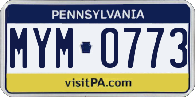 PA license plate MYM0773
