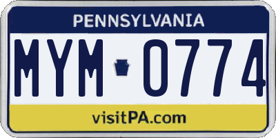 PA license plate MYM0774