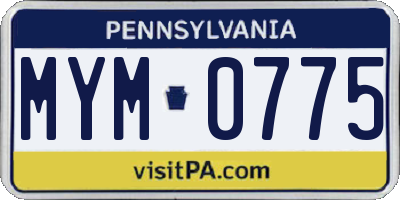 PA license plate MYM0775