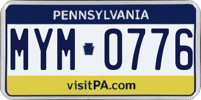 PA license plate MYM0776