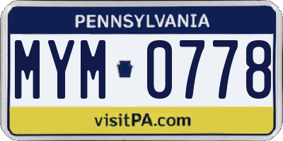 PA license plate MYM0778