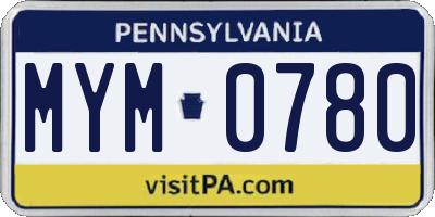 PA license plate MYM0780
