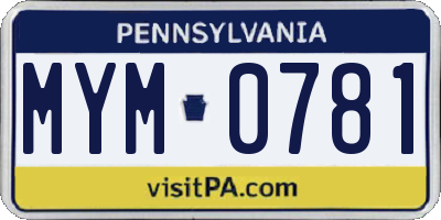 PA license plate MYM0781